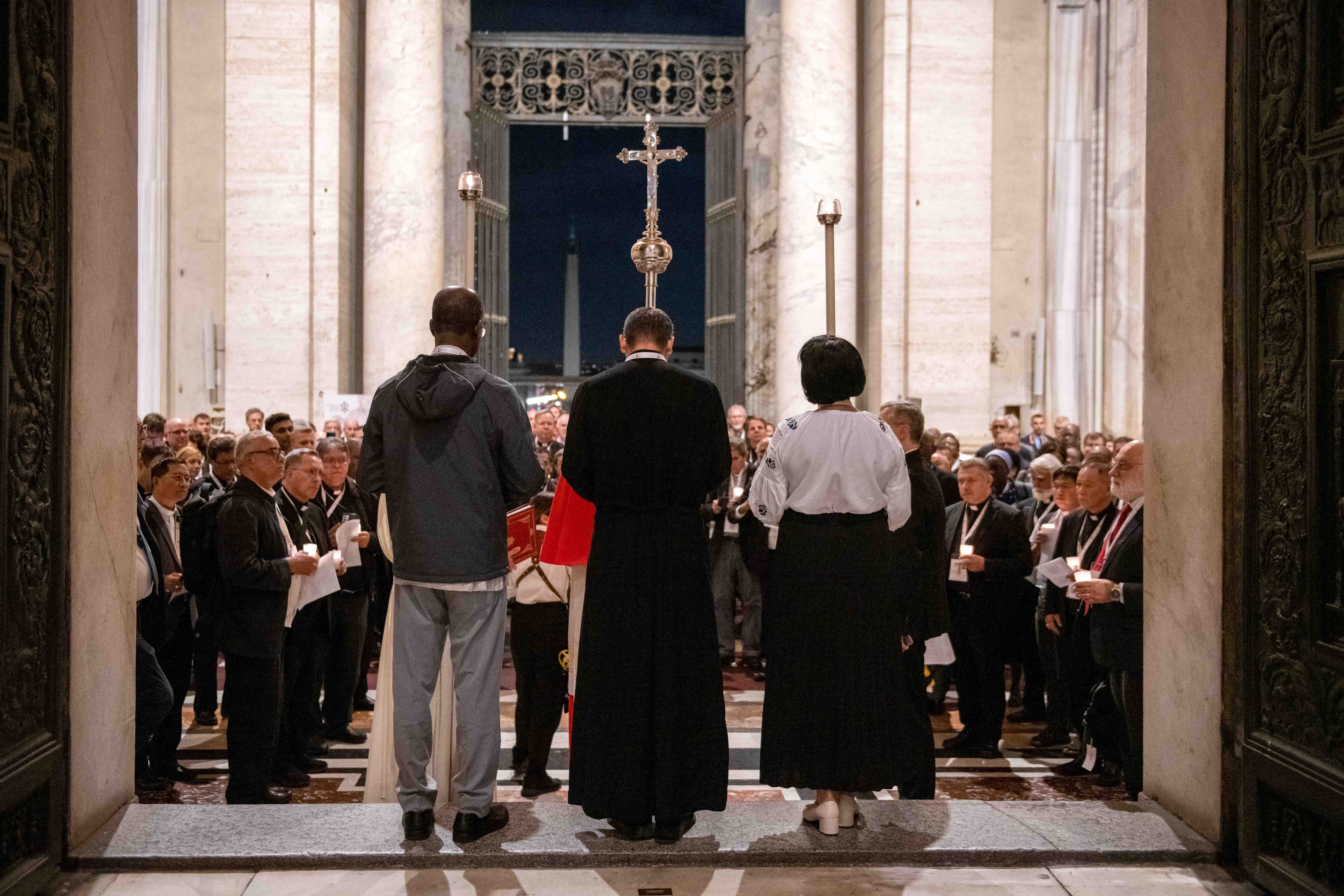 Synod members at St. Peter's Basilica