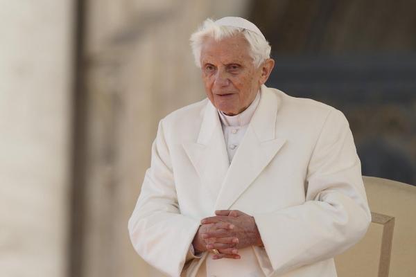 The late Pope Benedict XVI at an audience in 2013