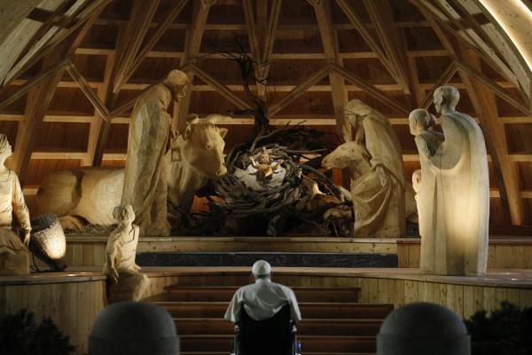 Pope Francis at Vatican Nativity scene