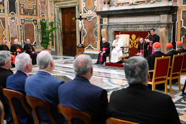 Pope Francis meets with members of the Dicastery for Evangelization.