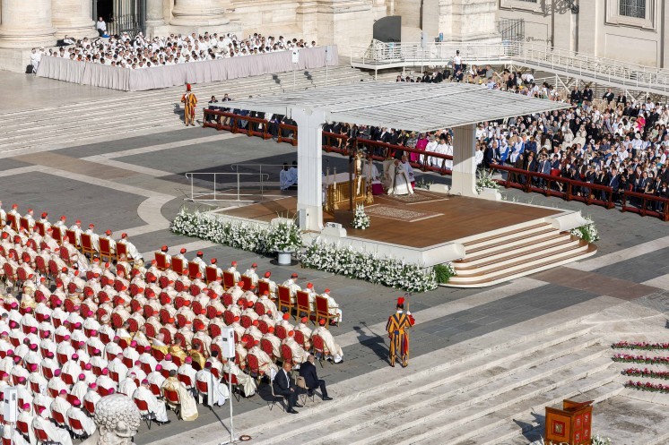 Pope Francis celebrates Mass in St. Peter's Square.